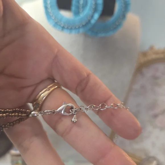 Turquoise and Brown Beaded Jewelry Necklace Set - Picture 5 of 6